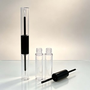 Flacon cosmétique vide en plastique transparent à double embout pour cils et eye-liner, avec bouchon à vis et logo personnalisé pour faux cils - Product Image 1