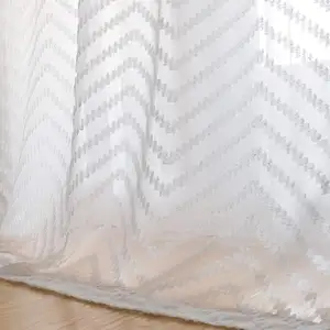 100% Polyester White Super Soft Jacquard Burn Out Curtain Turkish Sheer Curtains Fabric For Window Door
