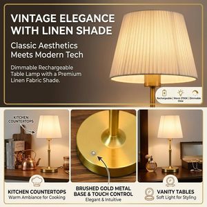 Wholesale Rechargeable LED Desk Lamp Dimmable <b>Touch</b> Control Metal Base Fabric Shade Modern Bedroom <b>Bedside</b> Decorative Table Lamp - Product Image 3