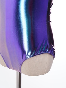 Costume de danse futuriste pour filles de 4 à 16 ans, justaucorps métallique à col montant sans manches, combinaison de gymnastique pour enfants, personnalisable - Product Image 5