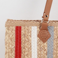 Sac fourre-tout d'épaule tressé à la main en jacinthe d'eau naturelle et corde de coton, grande capacité, style bohème, pour femme, idéal pour la plage et les voyages d'été