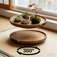 Plateau décoratif pour plantes de style nordique, plateau en bois 22 x 15 x 2 360 °   Plateau rotatif en bois massif, plateau à gâteau en bois