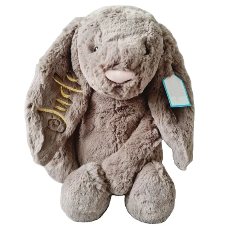 Conejo de pascua personalizado, Animal de peluche suave para bebé, Niña y niño recién nacido, bordado con nombre, regalo de cumpleaños y bautizo