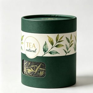 Caja de Embalaje Cilíndrica Natural para Té HV al por Mayor con Ventana, Tubo Rígido Ecológico para Almacenamiento de Bebidas - Product Image 5
