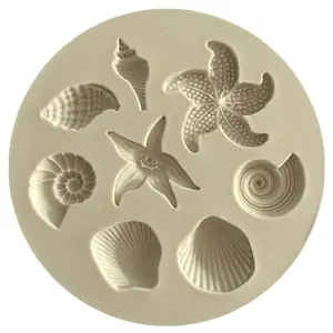 Herramientas de decoración de pasteles DIY criaturas marinas Concha estrella de mar Shell Fondant pastel caramelo moldes de silicona creativo DIY molde de Chocolate