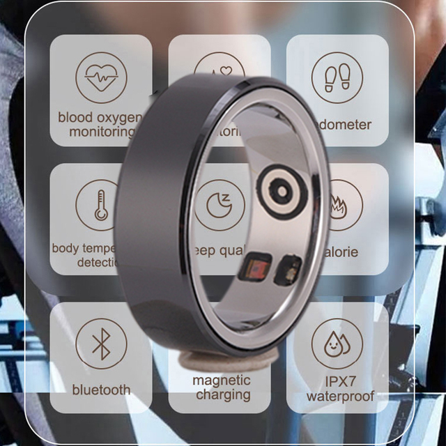 Smart Health Rings Magnetic Charging Blood Oxygen Heart Rate and Sleep Monitoring Body Temperature Detection Smart Rings for Men