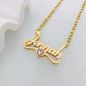 Qiuhan Ensemble <span class=keywords><strong>Collier</strong></span> et Boucles d'Oreilles en Acier Inoxydable Plaqués Or 18 Carats pour Femmes, Bijoux Personnalisés avec Nom - Product Image 4