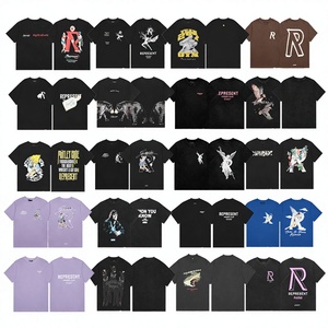 T-shirt Saint Vintage pour femme et homme, manches courtes, délavé, effet vieilli, style streetwear américain, coupe ample, en coton 230g, imprimé lettres - Product Image 1