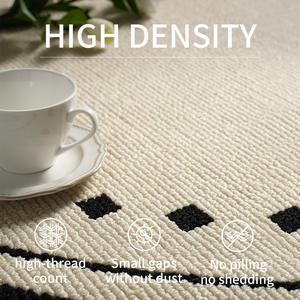 Tapis géométrique rond moderne pour salon, chambre, balcon, antidérapant, en mélange de polypropylène, avec motif à carreaux - Product Image 4