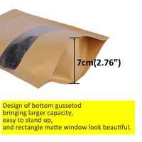 Sac en papier kraft brun biodégradable avec fermeture éclair, pochette debout avec fenêtre