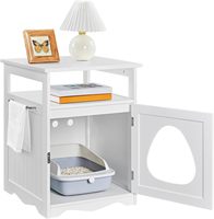 Maison blanche moderne en bois pour animaux de compagnie, meuble de litière pour chat caché avec étagère ouverte, casier de toilette pour chat d'intérieur pour application dans la chambre à coucher
