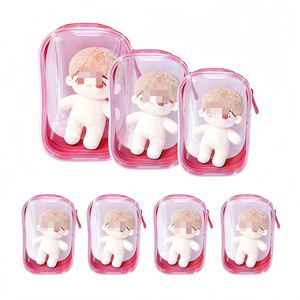 Mini không thấm nước trong suốt hình hiển thị túi với Keychain đồ chơi sang trọng mang theo túi búp bê bảo vệ trường hợp <span class=keywords><strong>PVC</strong></span> du lịch lưu trữ túi - Product Image 1