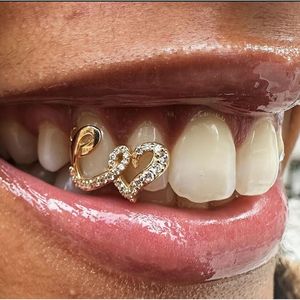 Grillz Hip Hop Iced Out, Capuchons dentaires micro-pavés en zircon plaqué or et argent, Bijoux dentaires pour rappeurs, Décoration de fête - Product Image 2