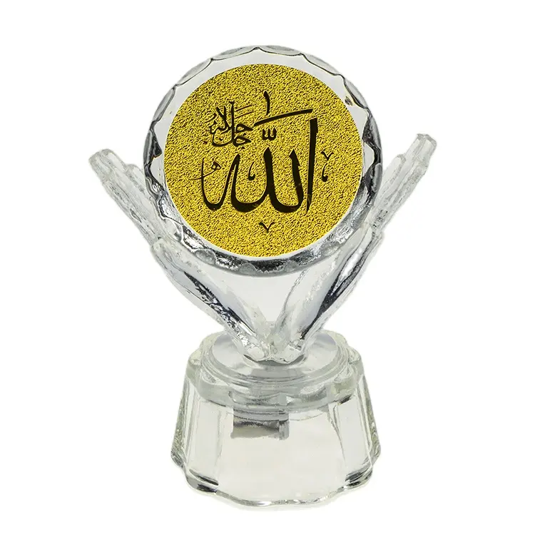 Mini livro de vidro transparente cristal qurans, barato atacado religioso bomboniere islâmico quran com base led