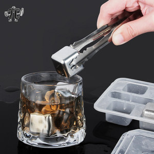 Pierres à whisky réutilisables en acier inoxydable 304 de qualité alimentaire, carrées, argentées, avec pince à glace, écologiques, vente en gros usine - Product Image 3