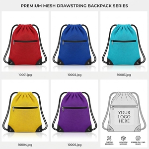 Fashion Polyester <b>Drawstring</b> Backpack Series Premium Mesh Sport Gym Outdoor Travel School Tote <b>Bag</b> Custom Logo 10L Capacity <b>Bag</b> - Product Image 3