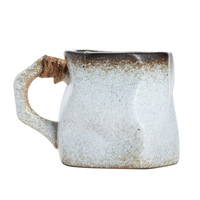 Tasse à café en céramique rustique de style Wabi-Sabi, forme irrégulière, vintage, pour le thé de l'après-midi, compatible micro-ondes