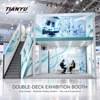 Stand d'exposition modulaire TIANYU en tissu tendu SEG à deux niveaux, solution pour salons professionnels, événements commerciaux et conférences