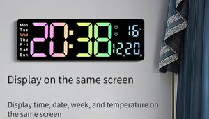 Reloj de Pared Digital LED Grande con Control Remoto, Temperatura, Fecha y Hora Dual, Electrónico, de 16 Pulgadas, para Decoración del Hogar, Sala de Estar - Product Image 5