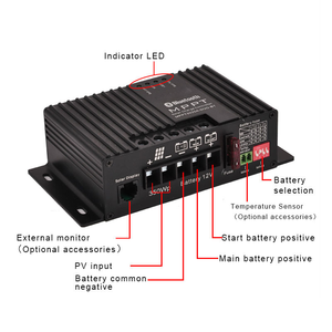 Controlador de Carga Solar MPPT Impermeable de 12V con Doble Batería para Autocaravanas, Caravanas, Embarcaciones, Compatible con Bluetooth, Control Remoto y Pantalla LCD - Product Image 6