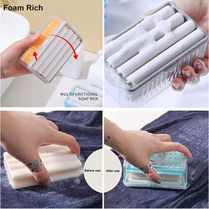 Factory Wholesale Multifunctional Soap Dish With Drain Soap Cleaning Storage Foaming Box for Home Bathroom Kitchen - Product Image 6