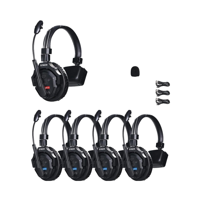 SYNCO Xtalk Max 5 Wireless Headset Intercom System 5-Person Team Communication 400m Range Noise Cancellation Movie Shoot Live
