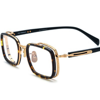 Lunettes de vue de luxe haut de gamme italiennes en titane et acétate, monture carrée vintage rétro, pour hommes et femmes, sculptées à la main