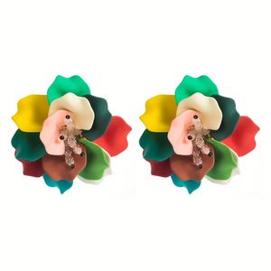 Nuevos pendientes de gota de estilo coreano clásico de Camelia de pétalos acrílicos tejidos a mano de aleación chapada en oro bohemio para mujer - Product Image 5