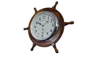 Fait à la main 18 pouces Quartz plastique et bois Art Design bateau roue horloge murale Style traditionnel aiguille décor à la maison salon scénique - Product Image 2