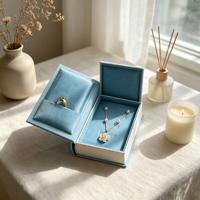 Boîtes à bijoux de luxe avec plateau en velours pour bagues, colliers et boucles d'oreilles, emballage personnalisé en papier, vente en gros, coffret cadeau