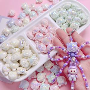 Hand Painted Bear Head Straight Hole <b>Beads</b> Cream UV Acrylic DIY Bracelet Mobile Phone Chain Accessories <b>Plastic</b> & Lucite <b>Beads</b> - Product Image 2