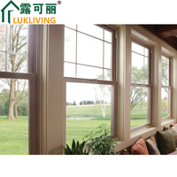 Ventanas colgantes de aluminio de alta calidad Lukliving Diseño deslizante vertical moderno con rejillas decorativas