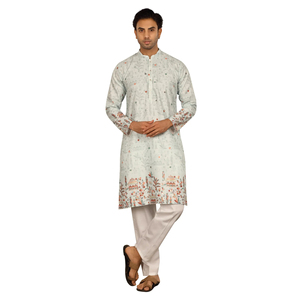 Kurta de Diseño Verde Menta, Prenda Étnica Elegante con Estampado Moderno, Perfecta para Looks Festivos y Tradicionales - Product Image 1
