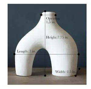 Set tengah meja dekorasi rumah 2 vas donat berongga keramik putih Nordik minimalis
