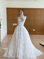 S2984Y Nouvelle Arrivée 2026 Robe de Mariée en Dentelle Col Montant Manches Longues Style Rétro Courte Traîne