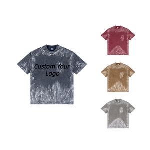 Camiseta de Algodón 100% de 280 g/m², Estilo Deportivo Vintage con Lavado Personalizado, TKAN777D, Camiseta Casual Extra Grande para Hombre - Product Image 1