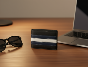 Portafoglio da uomo Jd da 7 pollici, sottile, a righe, in PU, con chiusura a piega, confezione regalo - Product Image 2