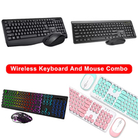 TWOLF TF100 ergonomik 2.4Ghz optik akülü klavye ve fare Combo Set arapça ve İspanyolca ince tasarım siyah renk