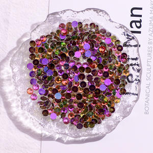 Nouveauté très vendue : Cristal de verre rond chaud Elf Aurora à fond plat pour nail art coloré, autocollant pour ongles DIY, strass - Product Image 4