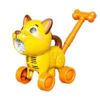 Bechotoy Carro de Juguete Infantil de Empuje Manual con Diseño de Dibujos Animados, Dos en Uno: Vehículo Eléctrico con Soplador, Sonido, Luces y Máquina de Burbujas
