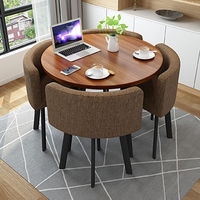 Meubles de maison, table à manger ronde extensible et peu encombrante pour 4 personnes, en MDF, ensemble de salle à manger, juego de mesa y sillas de comedor