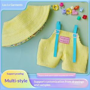 ملابس مناسبة فقط لدمى الأطفال القابلة للارتداء، بنطلون بحمالات وقبعة، طقم بستة ألوان، دمية لطيفة 17 سم قابلة لتغيير الملابس - Product Image 2