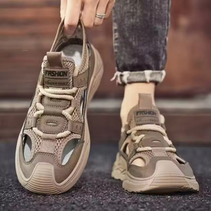 Men's New Summer Outdoor Sandals Breathable Closed-Toe Beach Shoes Height Increasing Non-Slip Hollow <b>Clogs</b> Driving - Product Image 2