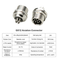 Connecteur d'alimentation circulaire GX12 à 2-7 broches, mâle, fileté, à montage fixe sur panneau, type broche, pour aviation