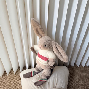Nouvelle Peluche Lapin Skieur 2026 avec <span class=keywords><strong>Pull</strong></span> Tricoté, Poupée Lapin Doux Beige Abricot à Longues Oreilles <span class=keywords><strong>de</strong></span> 20 cm pour Cadeau d'Hiver - Product Image 5