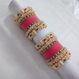 PADMAWATI <b>BANGLES</b> PRIVATE LIMITED Luxury Tungsten <b>Gold</b> Plated Multi Color Women's <b>Bangles</b> <b>Set</b> Indian Bridal Wedding Party - Product Image 2