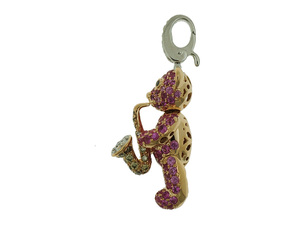 Pink Pave Zircon Saxophone Teddy <b>Bear</b> Pendant <b>Cute</b> <b>Bear</b> Charm Fashion Jewelry Necklace Accessory - Product Image 2