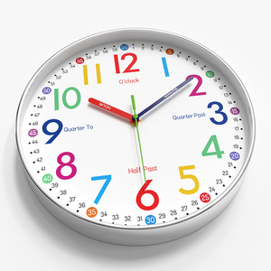 <span class=keywords><strong>Horloge</strong></span> <span class=keywords><strong>murale</strong></span> silencieuse à quartz de 25 cm pour la gestion du temps des enfants, motif dessin animé, pour la petite enfance, 10 pouces, pour salon - Product Image 2