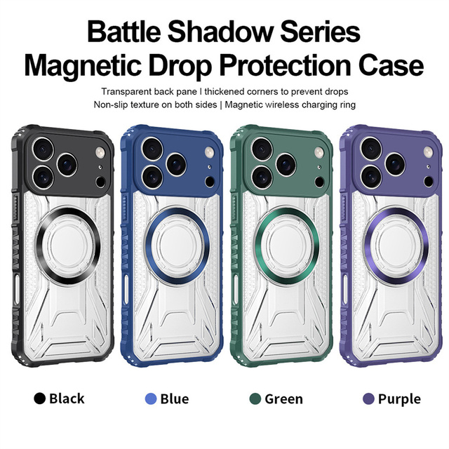 Luxury TPU PC Shockproof Magnetic Transparent Mobile Phone Case for iPhone 17 Pro Max 17 Air 16 15 14 13 12 11 Hard Back Cover
