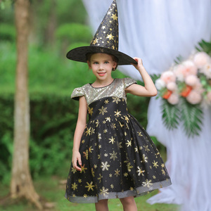 Costume d'Halloween pour filles, robe de sorcière à paillettes, robe de soirée en forme de A pour enfants, hiver 2021 - Product Image 3